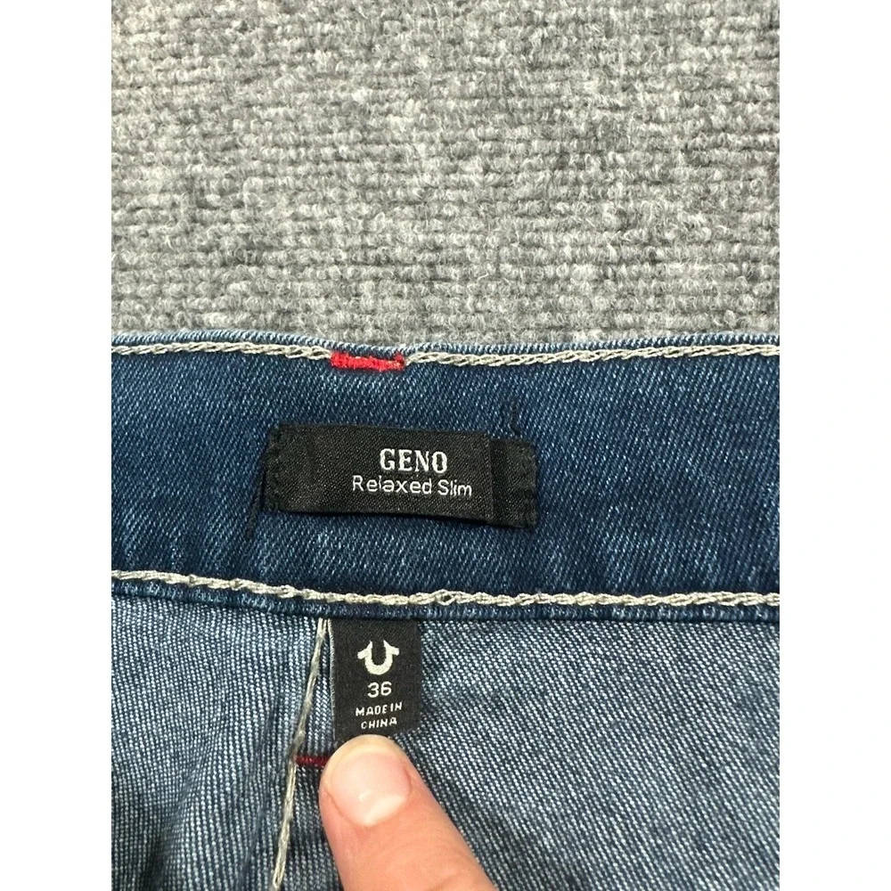 True Religion Geno Relaxed Slim Big T Flap Men's Jeans Black  Size 36X32 NWT